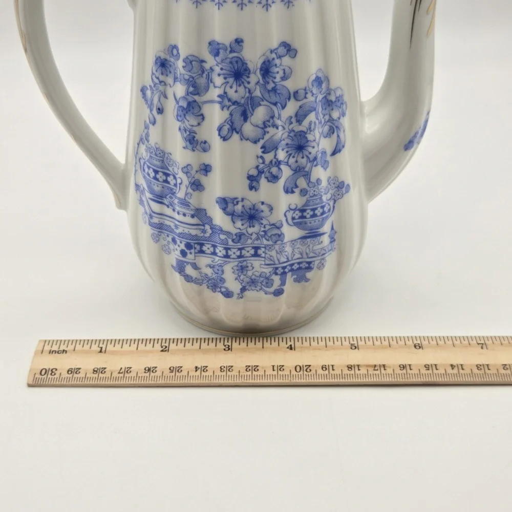 Vintage Tuppack China Blau Tiefenfurt Asian Pattern Blue & White Tea Pot Germany